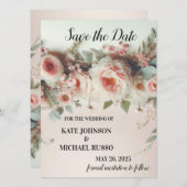 Save The Date Elegant Floral Wedding  (Devant / Derrière)