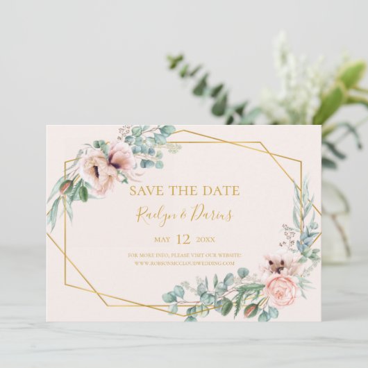 Save The Date Élégant flou | Photo Pastel Horizontal Save (Debout devant)