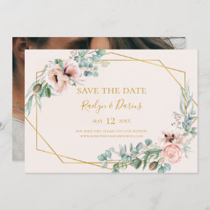 Save The Date Élégant flou   Photo Pastel Horizontal Save