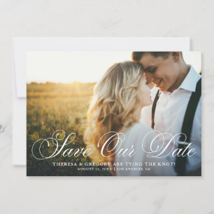 Save The Date Élégant Flourish Script Photo Enregistrer Notre Da