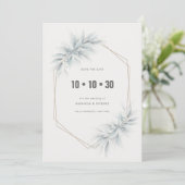 Save The Date Élégant Foliage Moderne (Debout devant)