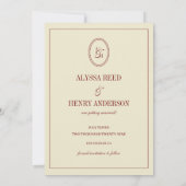 Save The Date Elegant Formal Ivory Monogram Couple Photo Wedding (Dos)