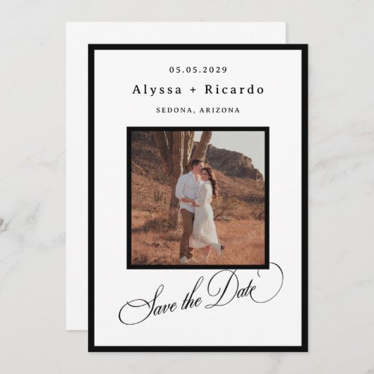 Save The Date Elegant Frame & Classic Calligraphy Script Wedding (Devant / Derrière)