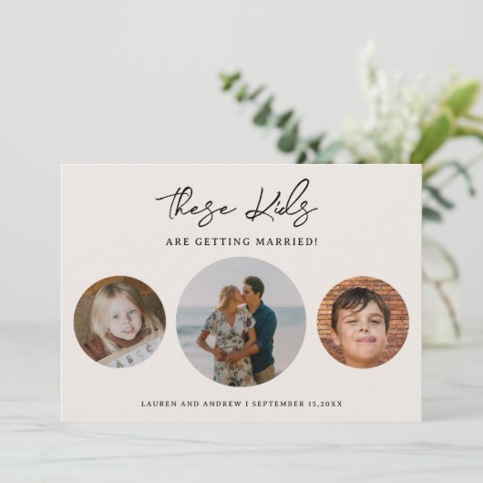 Save The Date Elegant Funny Unique Mariage Photo Enfance (Debout devant)