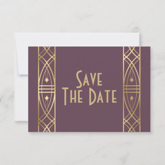 Save The Date Elégant Gatsby Art Déco Enregistrer les dates Enre (Dos)