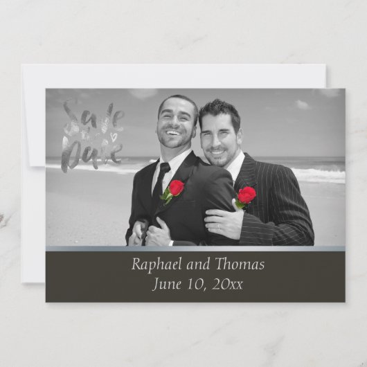 Save The Date Elegant Gay Tuxedo Enregistrer la date (Devant)