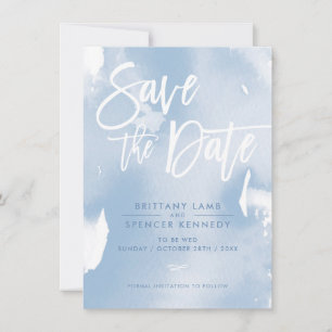 SAVE THE DATE elegant geverfd bord blauw waterverf