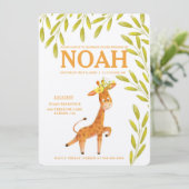 Save The Date Elégant Giraffe Animaux Safari Anniversaire Invita (Debout devant)