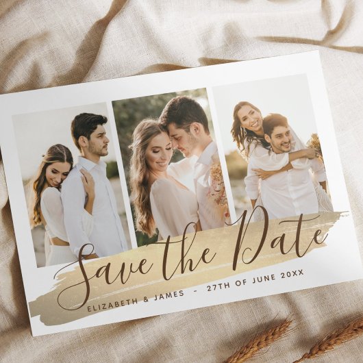Save The Date Elegant Gold 4 Photo Enregistrer La Date Mariage I