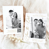Save The Date Elegant Gold Calligraphy 2 Photo QR Code Mariage