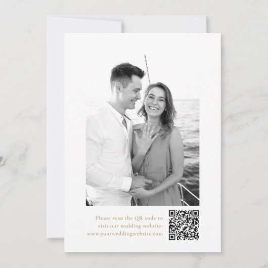 Save The Date Elegant Gold Calligraphy 2 Photo QR Code Mariage (Dos)