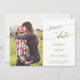 Save The Date Elégant Gold Calligraphy Photo Enregistrer la date