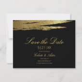 Save The Date Elégant Gold Faux Foil Brush Black Enregistrer la (Devant)