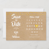 Save The Date Elegant Gold Heart Calendrier Rustique Boho (Devant)