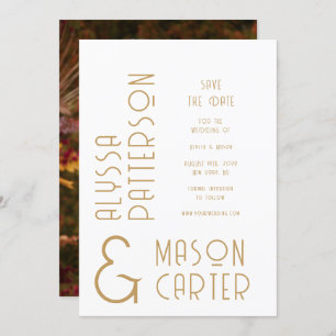 Save The Date Elegant Gold Modern Photo Wedding Enregistrer La D