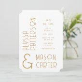 Save The Date Elegant Gold Modern Photo Wedding Enregistrer La D (Debout devant)