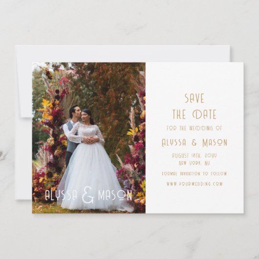 Save The Date Elegant Gold Modern Photo Wedding Enregistrer La D (Devant)