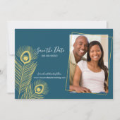 Save The Date Elegant Gold Peacock Enregistrer le Mariage de dat (Devant)