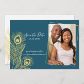 Save The Date Elegant Gold Peacock Enregistrer le Mariage de dat (Devant / Derrière)