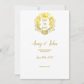 Save The Date Elégant Gold Royal Crest Mariage Enregistrer La Da (Devant)