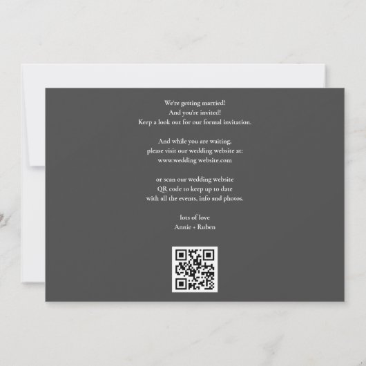 Save The Date Elegant Gold Script QR Code Mariage photo (Dos)