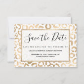 Save The Date Elegant Gold White Leopard Cheetah Animal Print (Devant)