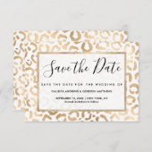Save The Date Elegant Gold White Leopard Cheetah Animal Print (Devant / Derrière)