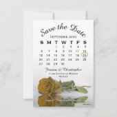 Save The Date Élégant Golden Ochre Rose Calendrier Mariage (Devant)