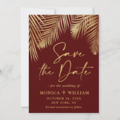 Save The Date Elégant Golden Palm Branch Mariage Photo (Devant)