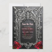 Save The Date Elegant Gothic Wedding Rose Frame  (Devant)