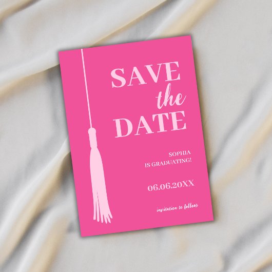 Save The Date Élégant Gras Rose Grad Tassel Grad Grad Grad Gradu