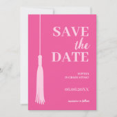 Save The Date Élégant Gras Rose Grad Tassel Grad Grad Grad Gradu (Devant)