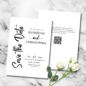 Save The Date Élégant Gras Script noir blanc Mariage formel
