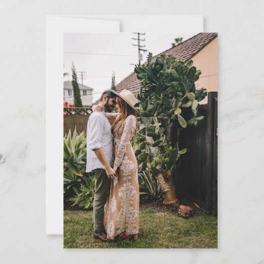 Save The Date Élégant Gras simple terre cuite 2 photos mariage (Dos)