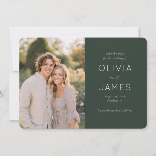 Save The Date Elegant Green Modern Photo (Devant)