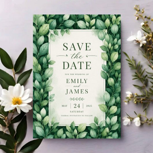Save The Date Elegant Greenery Eucalyptus Botanical 