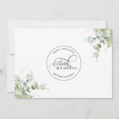 Save The Date Elegant Greenery, Mariage Virtuel Unique en Ligne (Dos)