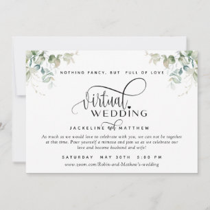 Save The Date Elegant Greenery, Mariage Virtuel Unique en Ligne