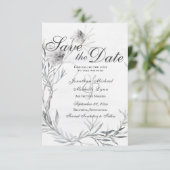 Save The Date Elégant Gris Floral Aquarelle Mariage chrétien (Debout devant)