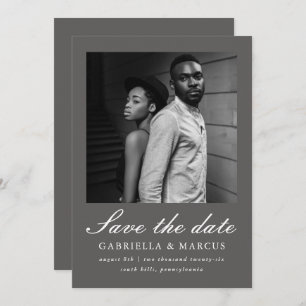 Save The Date Elégant Gris Photo Mariage Enregistrer La Date