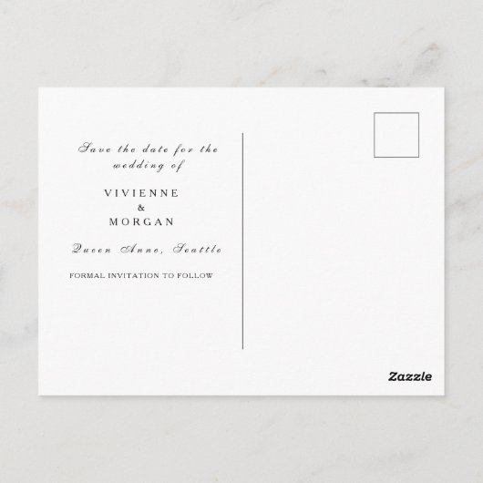 Save The Date elegant groen blad goud Briefkaart (Achterkant)