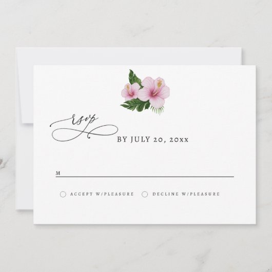 Save The Date Elegant Hibiscus RSVP (Devant)