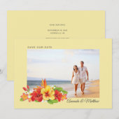 Save The Date Élégant Hibiscus Tropical Floral Photo Mariage (Devant / Derrière)