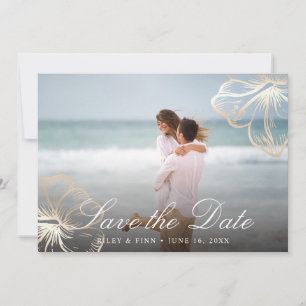 Save The Date Elégant Hibiscus Tropical Or Photo Florale