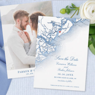 Save The Date Élégant Hilton Head SC Map Mariage vertical