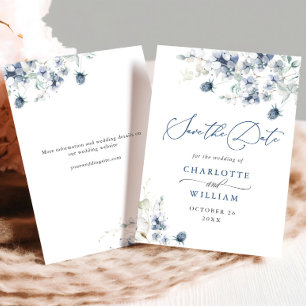 Save The Date Elégant Hiver Blue Foliage Boho Mariage QR code