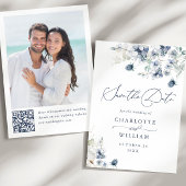 Save The Date Elégant hiver Foliage Boho Mariage Photo Code QR