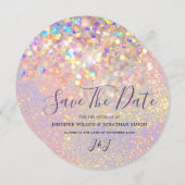 Save The Date Élégant Holographique Parties scintillant étincela (Devant / Derrière)