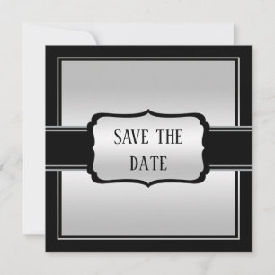 Save The Date Elégant homme's Silver & Black Anniversaire