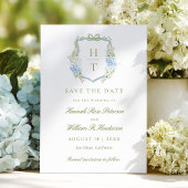 Save The Date Elegant Hydrangea Crest Wedding